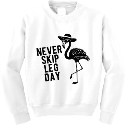 Never Skip Leg Day Flamingo Bird Kids Sweatshirt