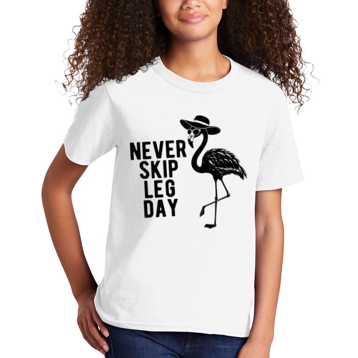 Never Skip Leg Day Flamingo Bird Kids T-Shirt