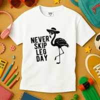 Never Skip Leg Day Flamingo Bird Kids T-Shirt