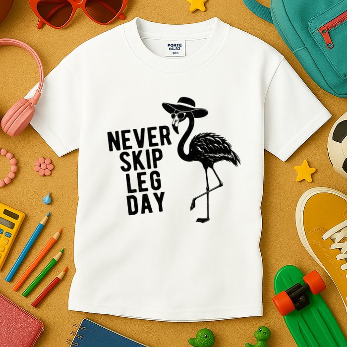 Never Skip Leg Day Flamingo Bird Kids T-Shirt