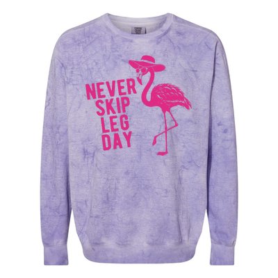 Never Skip Leg Day Flamingo Colorblast Crewneck Sweatshirt