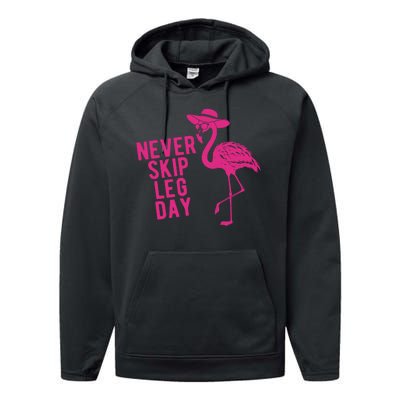 Never Skip Leg Day Flamingo Performance Fleece Hoodie