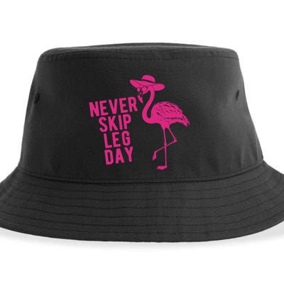 Never Skip Leg Day Flamingo Sustainable Bucket Hat