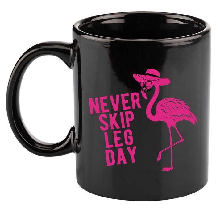 Never Skip Leg Day Flamingo 11oz C Handle Ceramic Mug