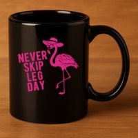 Never Skip Leg Day Flamingo 11oz C Handle Ceramic Mug