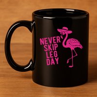 Never Skip Leg Day Flamingo 11oz C Handle Ceramic Mug