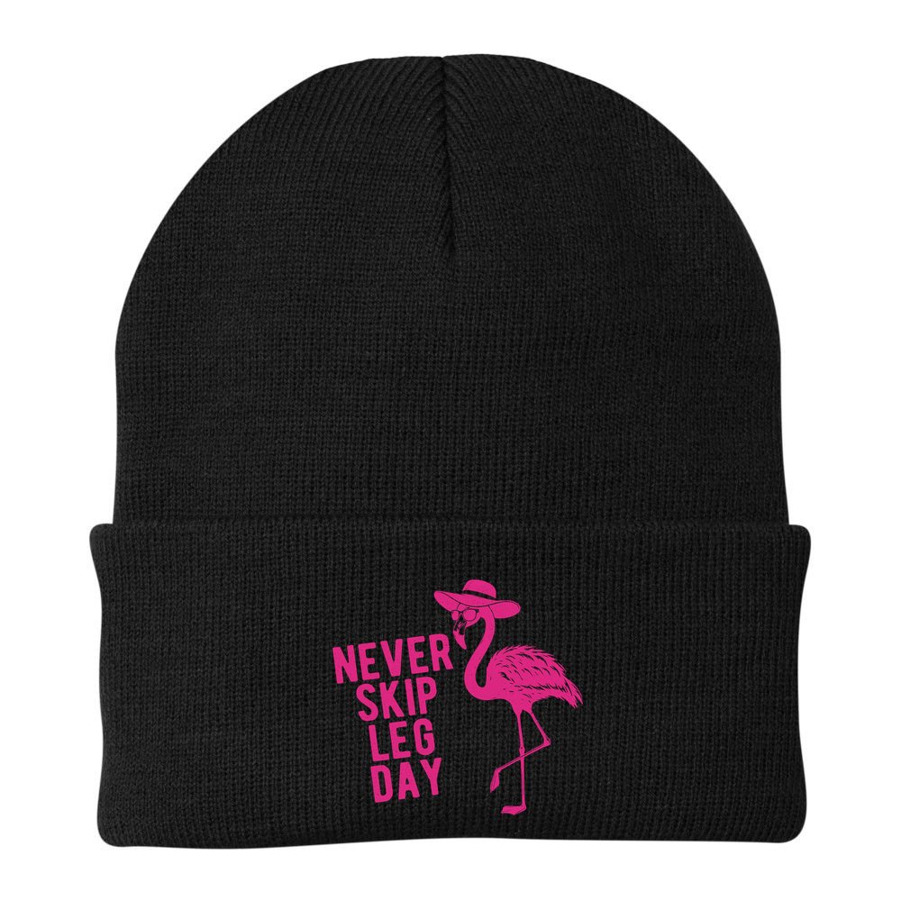 Never Skip Leg Day Flamingo Beanie