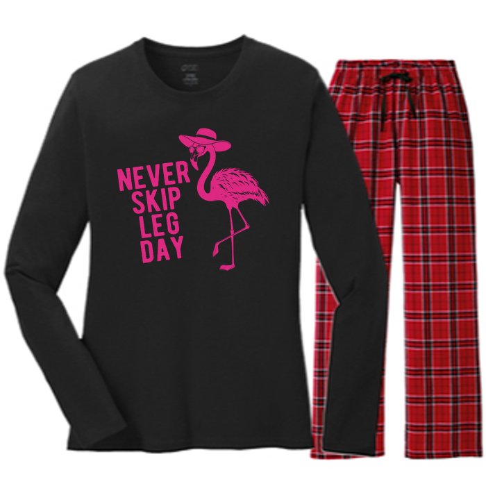 Never Skip Leg Day Flamingo Women's Long Sleeve Flannel Pajama Set 