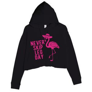 Never Skip Leg Day Flamingo Crop Fleece Hoodie