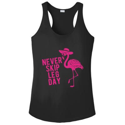 Never Skip Leg Day Flamingo Ladies PosiCharge Competitor Racerback Tank