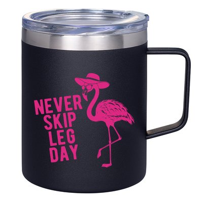 Never Skip Leg Day Flamingo 12oz Stainless Steel Coffee Mug