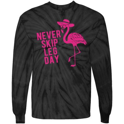 Never Skip Leg Day Flamingo Tie-Dye Long Sleeve Shirt