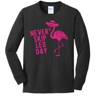 Never Skip Leg Day Flamingo Kids Long Sleeve Shirt