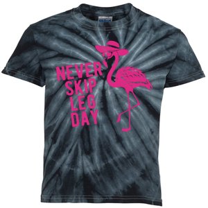 Never Skip Leg Day Flamingo Kids Tie-Dye T-Shirt