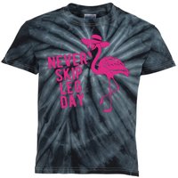 Never Skip Leg Day Flamingo Kids Tie-Dye T-Shirt