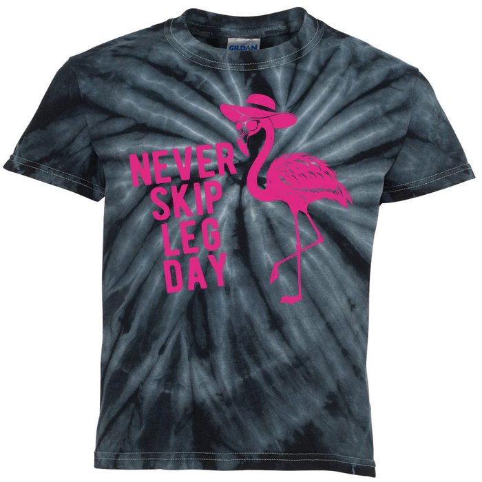 Never Skip Leg Day Flamingo Kids Tie-Dye T-Shirt