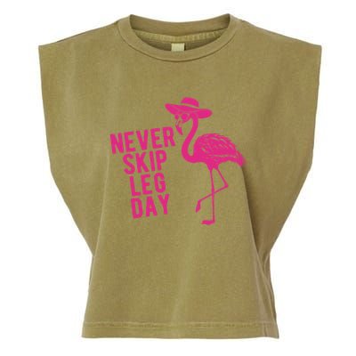 Never Skip Leg Day Flamingo Garment-Dyed Women's Muscle Tee
