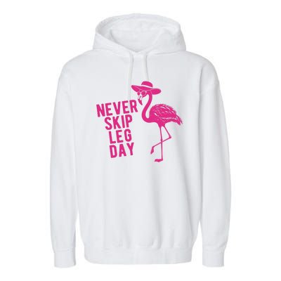 Never Skip Leg Day Flamingo Garment-Dyed Fleece Hoodie