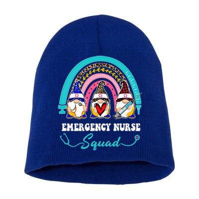 Nurse Squad Leopard Rainbow Gnome Emergency Nurse Gift Short Acrylic Beanie