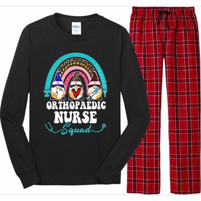 Nurse Squad Leopard Rainbow Gnome Orthopaedic Nurse Funny Gift Long Sleeve Pajama Set