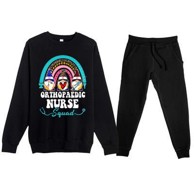 Nurse Squad Leopard Rainbow Gnome Orthopaedic Nurse Funny Gift Premium Crewneck Sweatsuit Set