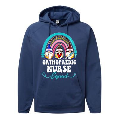 Nurse Squad Leopard Rainbow Gnome Orthopaedic Nurse Funny Gift Performance Fleece Hoodie