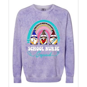 Nurse Squad Leopard Rainbow Gnome School Nurse Gift Colorblast Crewneck Sweatshirt