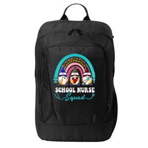 Nurse Squad Leopard Rainbow Gnome School Nurse Gift City Backpack