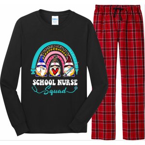 Nurse Squad Leopard Rainbow Gnome School Nurse Gift Long Sleeve Pajama Set