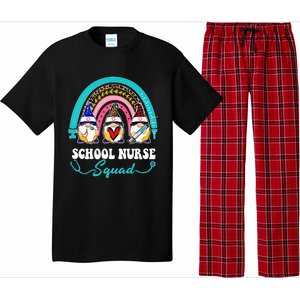 Nurse Squad Leopard Rainbow Gnome School Nurse Gift Pajama Set