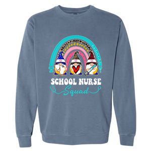 Nurse Squad Leopard Rainbow Gnome School Nurse Gift Garment-Dyed Sweatshirt