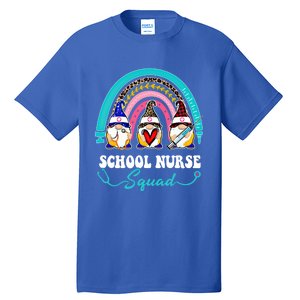 Nurse Squad Leopard Rainbow Gnome School Nurse Gift Tall T-Shirt