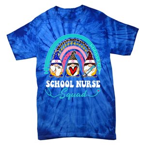 Nurse Squad Leopard Rainbow Gnome School Nurse Gift Tie-Dye T-Shirt