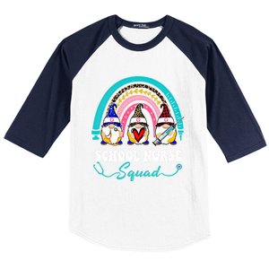 Nurse Squad Leopard Rainbow Gnome School Nurse Gift Baseball Sleeve Shirt