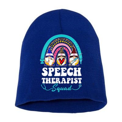 Nurse Squad Leopard Rainbow Gnome Speech Therapist Gift Short Acrylic Beanie