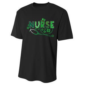 Nurse Shamrock Leaf Party Saint Shenanigan Clover Irishman Performance Sprint T-Shirt