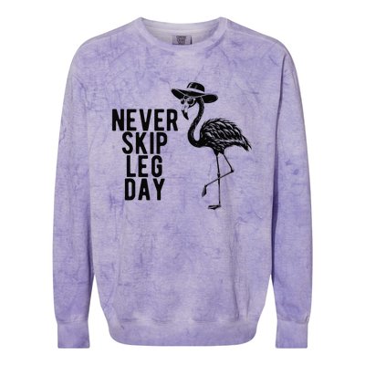 Never Skip Leg Day Flamingo Bird Colorblast Crewneck Sweatshirt