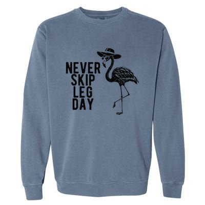 Never Skip Leg Day Flamingo Bird Garment-Dyed Sweatshirt