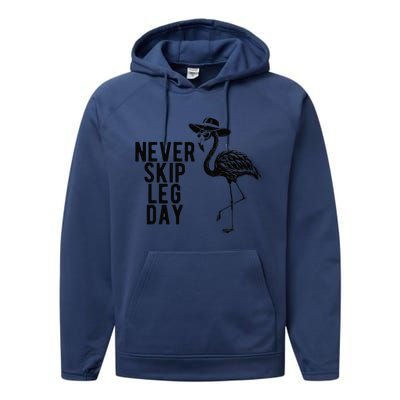 Never Skip Leg Day Flamingo Bird Performance Fleece Hoodie