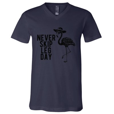 Never Skip Leg Day Flamingo Bird V-Neck T-Shirt