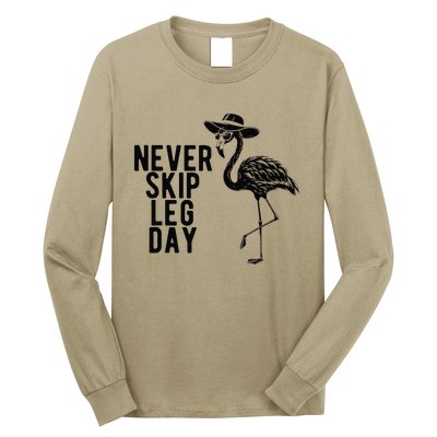 Never Skip Leg Day Flamingo Bird Long Sleeve Shirt