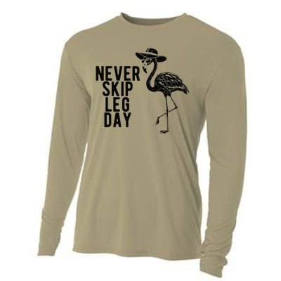 Never Skip Leg Day Flamingo Bird Cooling Performance Long Sleeve Crew