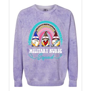 Nurse Squad Leopard Rainbow Gnome Military Nurse Gift Colorblast Crewneck Sweatshirt