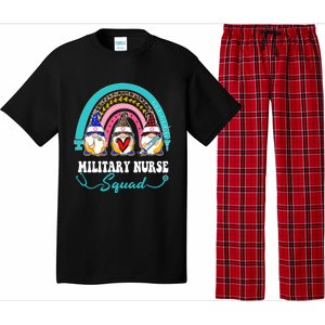 Nurse Squad Leopard Rainbow Gnome Military Nurse Gift Pajama Set