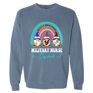 Nurse Squad Leopard Rainbow Gnome Military Nurse Gift Garment-Dyed Sweatshirt