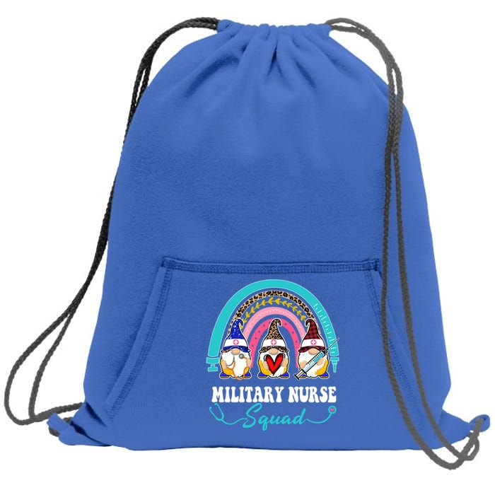 Nurse Squad Leopard Rainbow Gnome Military Nurse Gift Sweatshirt Cinch Pack Bag