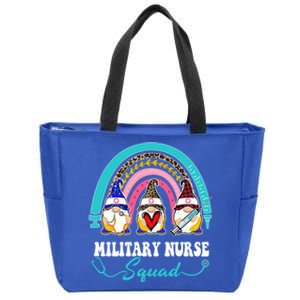 Nurse Squad Leopard Rainbow Gnome Military Nurse Gift Zip Tote Bag