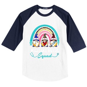 Nurse Squad Leopard Rainbow Gnome Military Nurse Gift Baseball Sleeve Shirt