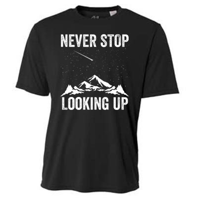 Never Stop Looking Up Amateur Astronomy Stargazing Astronomy Space Constellation Cooling Performance Crew T-Shirt