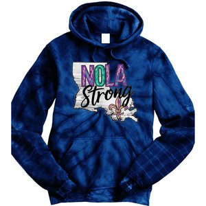 Nola Strong Louisiana Map Fleurdelis Support New Orleans Tie Dye Hoodie